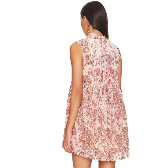 NWT FREE PEOPLE Petal Pink Velvet All the Time Mini Dress, M - Picture 3 of 15